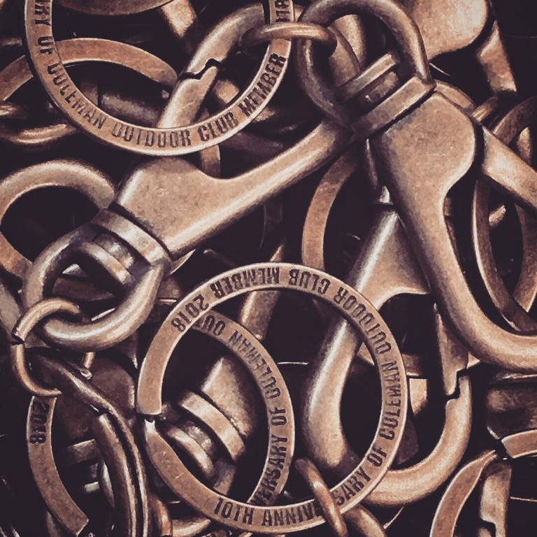  ブランド、社内、イベント、記念、ノベルティー用キーホルダーに最適なオリジナルダブルリング、二重リングの製作
