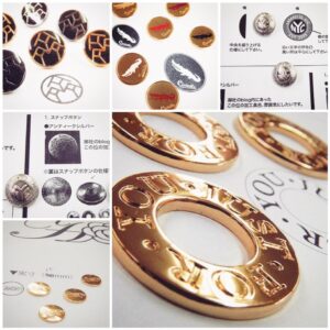 オリジナルブランドロゴ・刻印入り、オーダメイドの特注ダブルリング金具　メタルハウス　金具　金属　アクセサリー　オーダーメイド　キーホルダーオリジナルパーツ